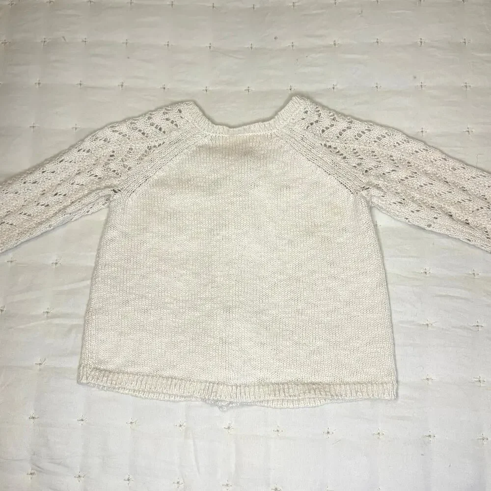 Baby B’Gosh Pointelle Cardigan Sweater Girls 18M Ecru Knit Button Cotton